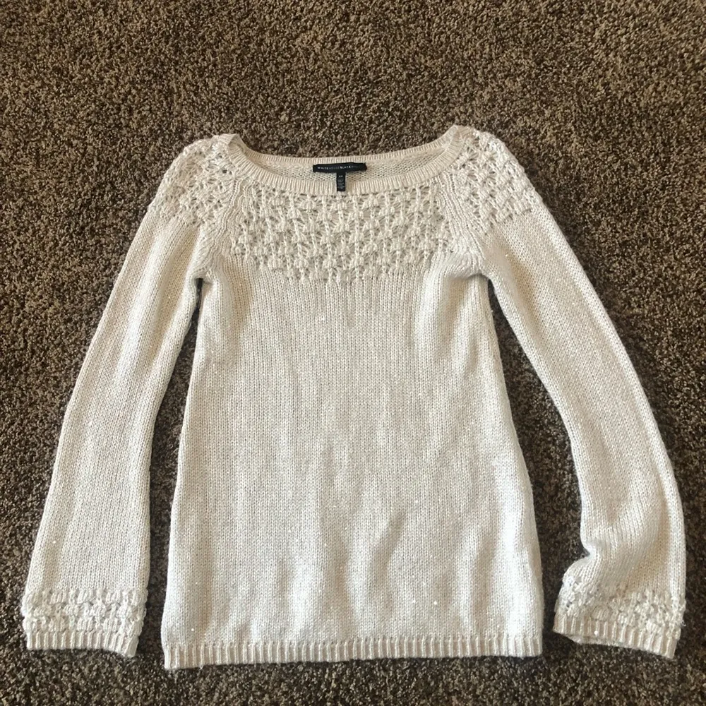 XS White House Black Market Sequin Chain Sweater Holiday Shimmer Tunic - Image 5