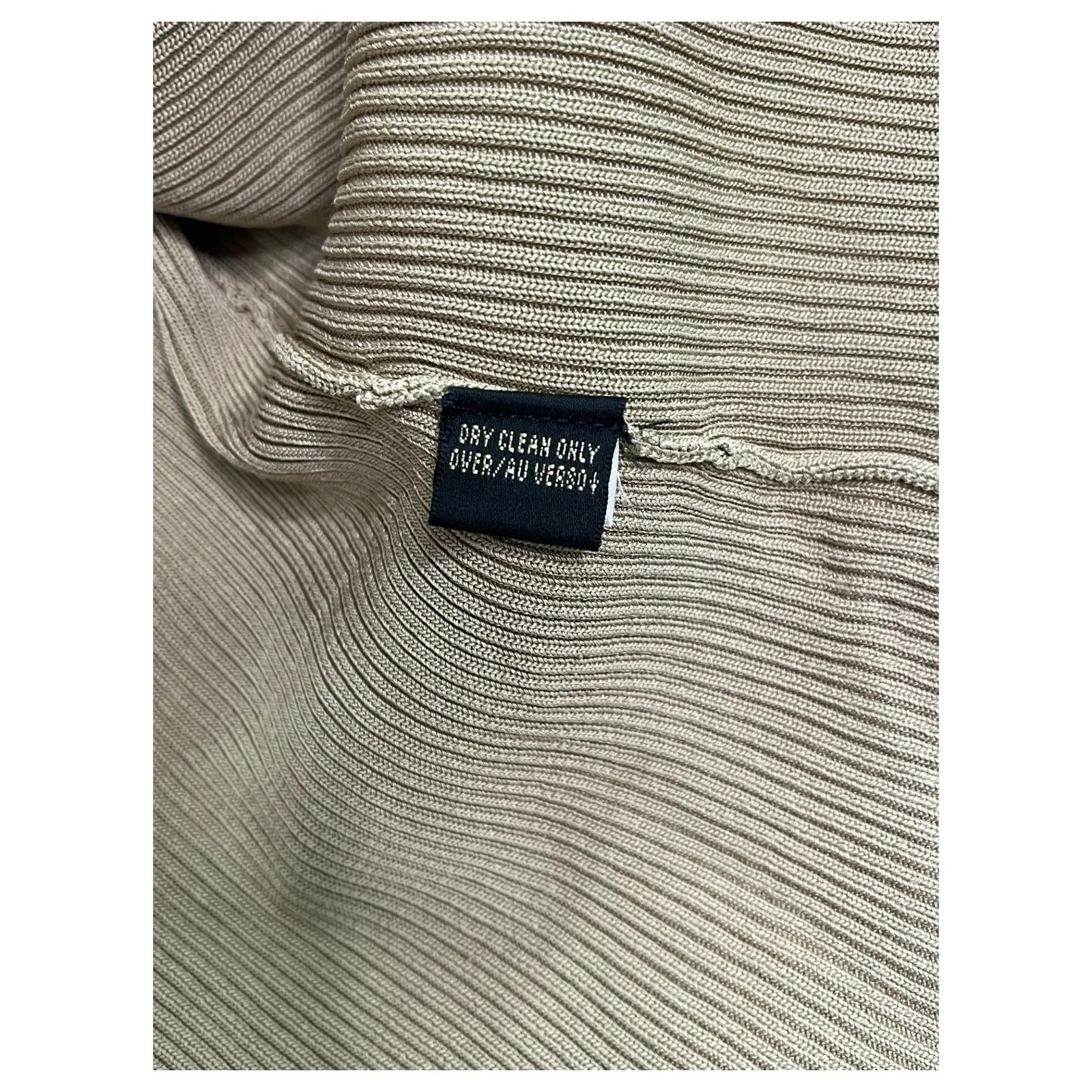 Dana Buchman Cardigan Sweater Womens Medium Tan Silk Ribbed 3/4 Sleeve Classic - Image 7