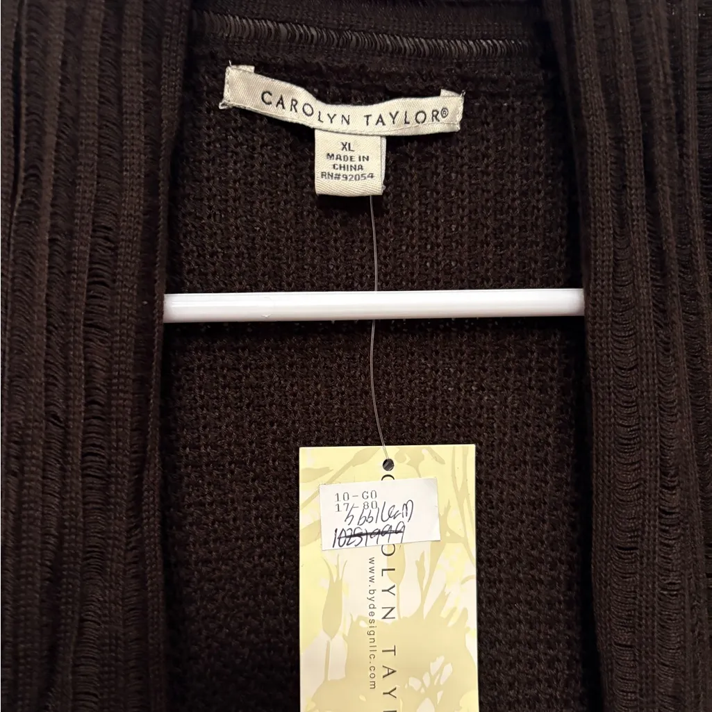 Carolyn Taylor Brown Cardigan Sweater Lightweight Knit - Image 4