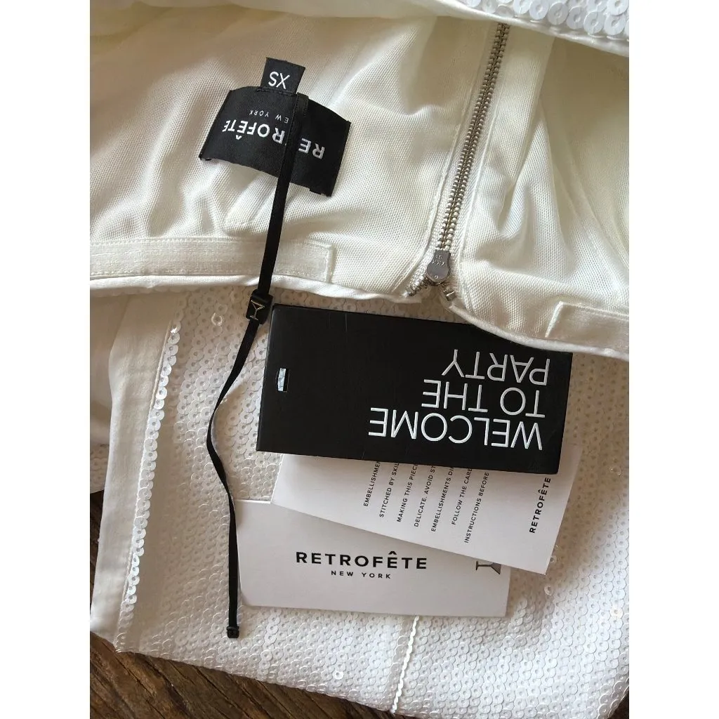 retrofete Jazmina Off Shoulder Sequin Dress White Womens Size XS - Image 12