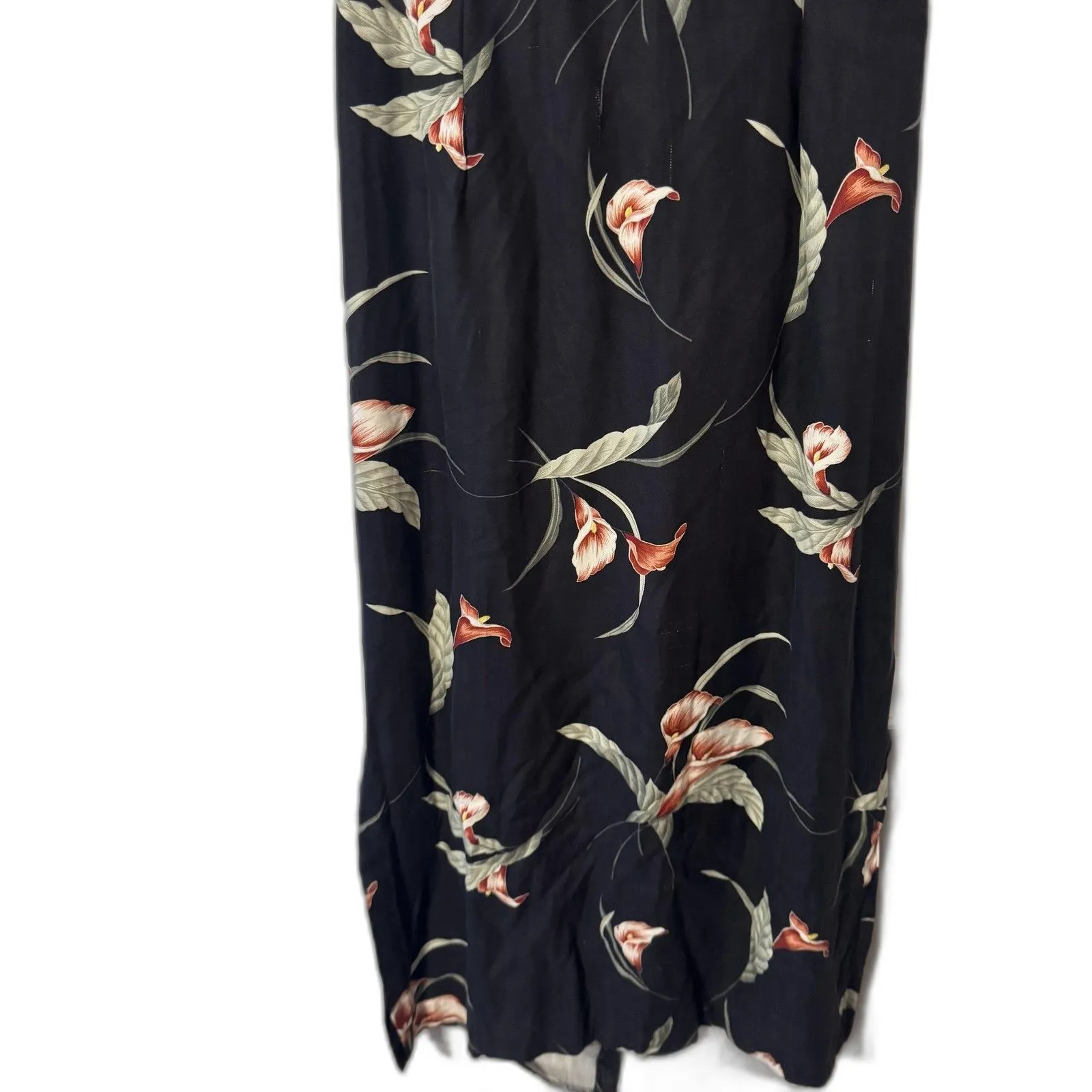 Tommy Bahama Dress Womens 14 Black Silk Floral Maxi Sleeveless Tropical Beach - Image 4