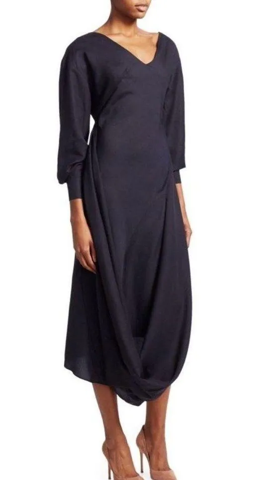 Jacquemus Le Souk La Robe Madhia Long Sleeve Dress in Navy - Image 6
