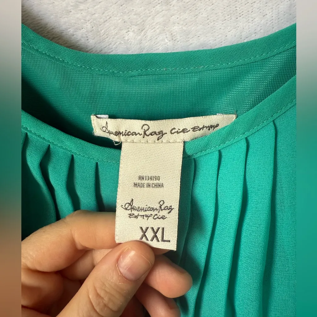 American Rag size xxl turquoise pleated sleeves dress - Image 2
