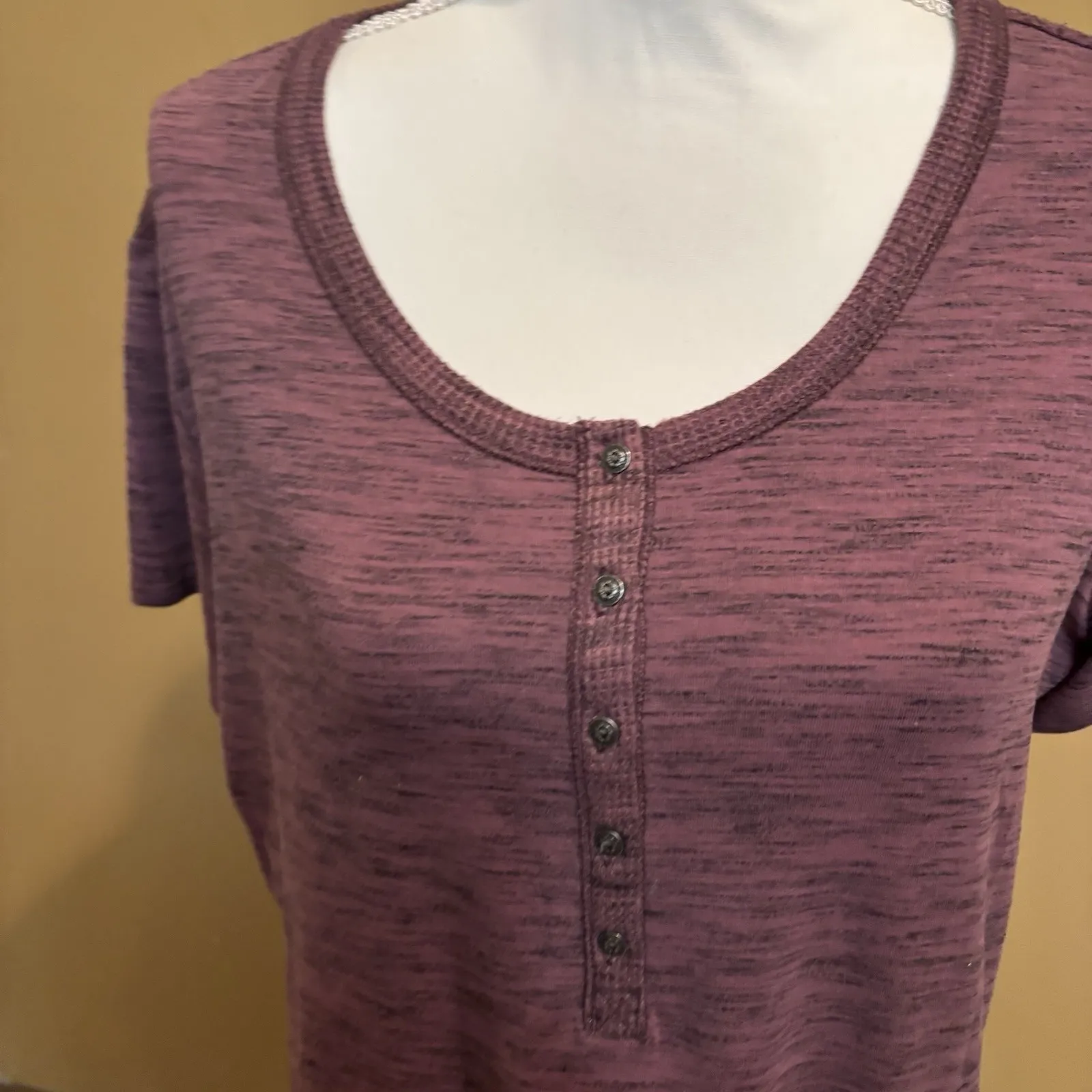 KUHL Svenna Short Sleeve Henley Melange‎ Knit Top in Dusty Lunar Size Xl - Image 4