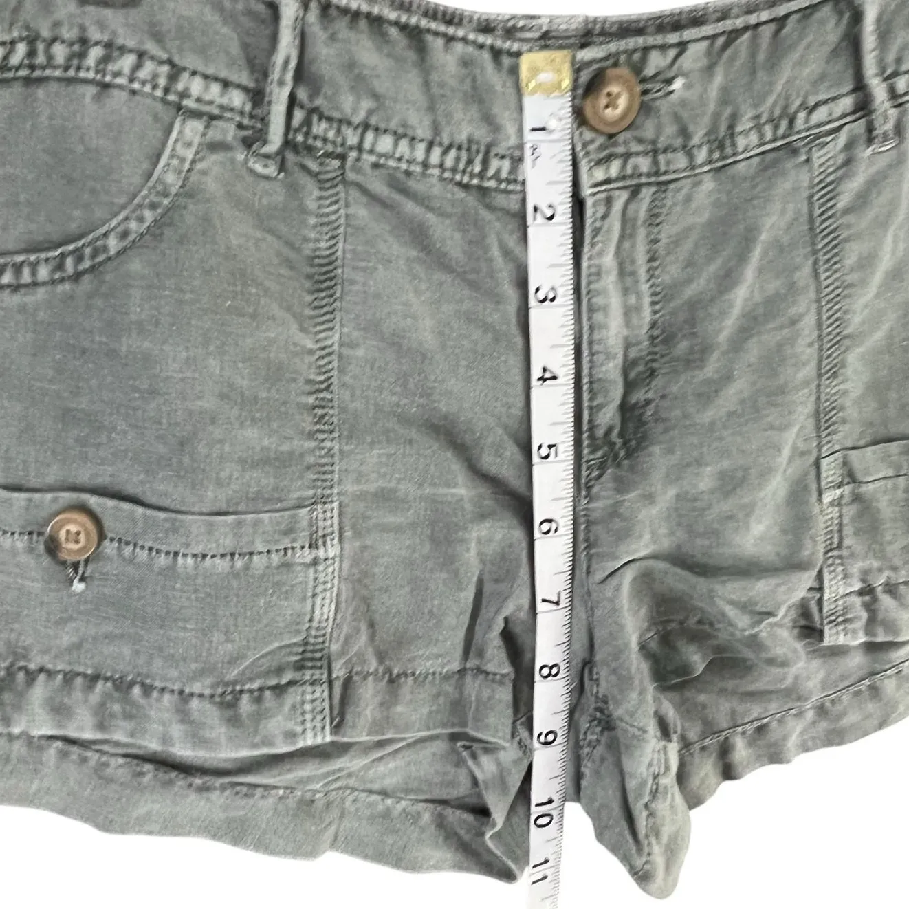 American Eagle Outfitters Y2K Micro Shorts Womens 8 Gray Linen Cotton Booty - Image 7