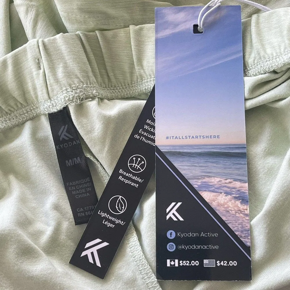 Kyodan Medium Moss Jersey Shorts Ultra Soft Drawstring Waist Pockets Light Green - Image 4