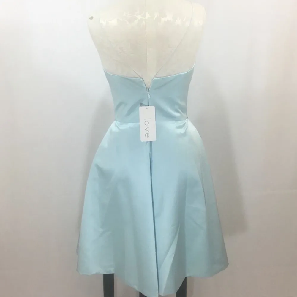 NWT Vintage Love Baby Blue Fit & Flare Dress w/ Lace Illusion & Floral Appliqué Size 6 - Image 2