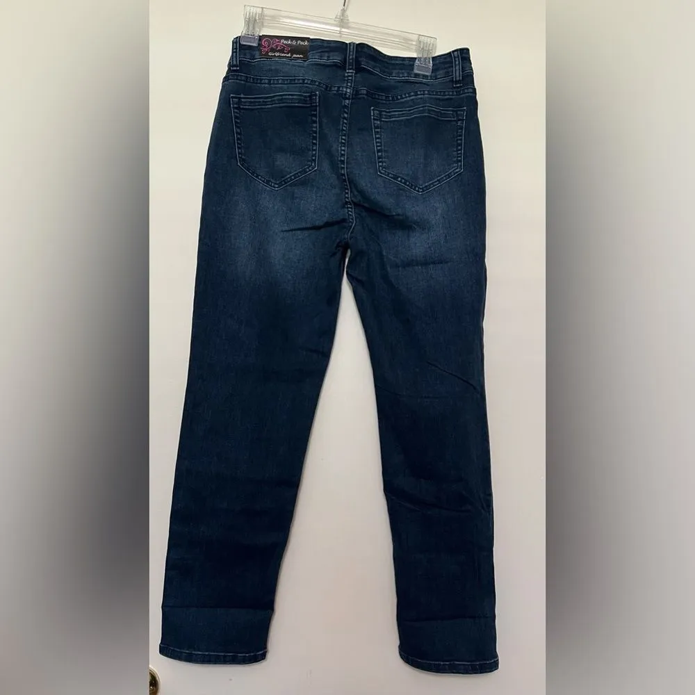 Peck & Peck Dark Wash Straight Leg Jeans Size 8 - Stretch Denim with‎ Cuffed Hem - Image 5