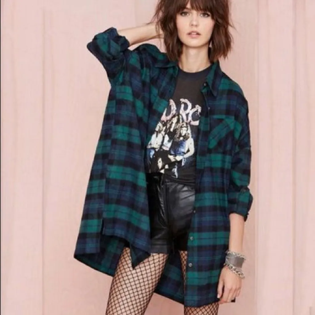 Derek Heart Plaid Flannel Button Down Shirt Blue & Green Size Medium - Image 9