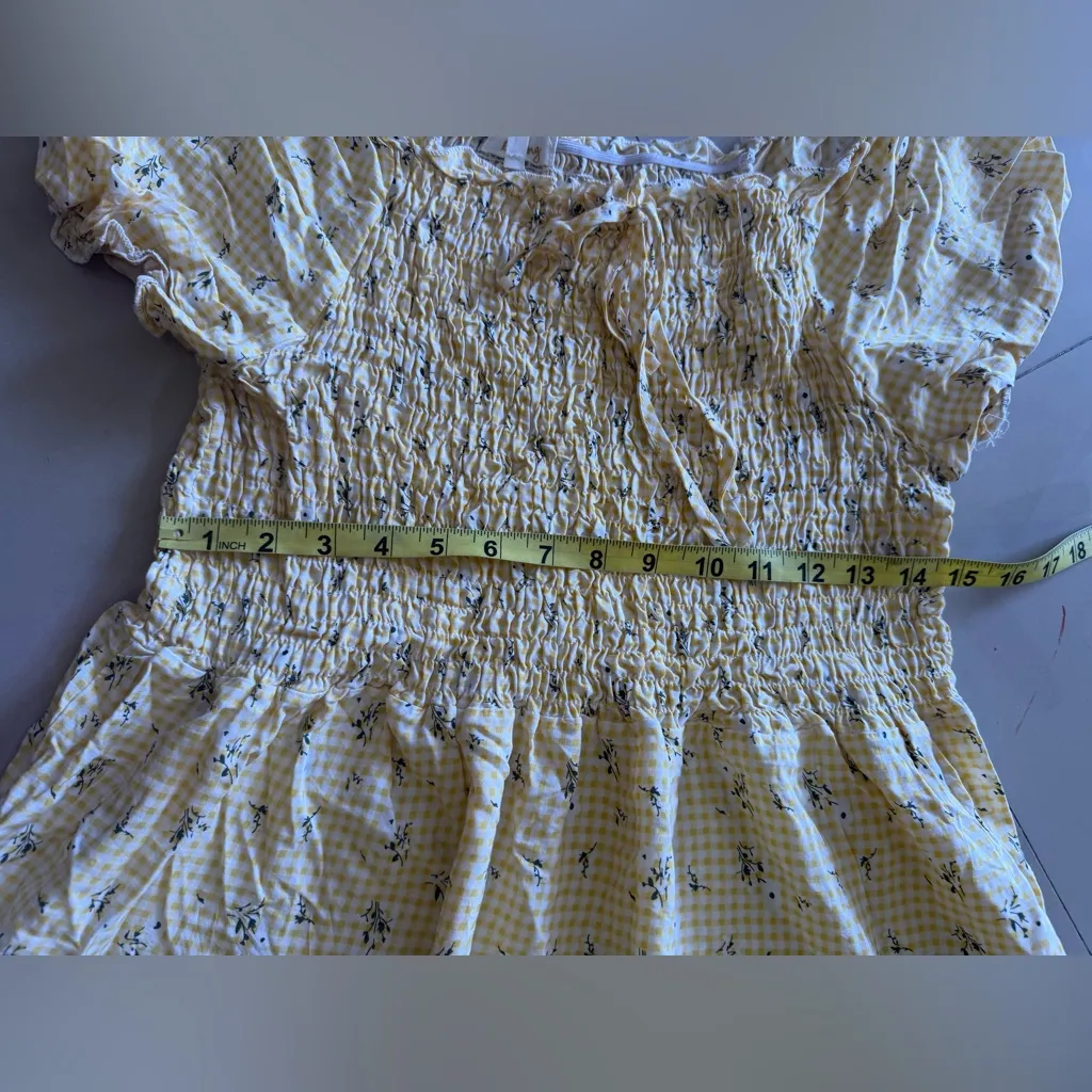 Dashing  SMOCKED DRESS Yellow White Balloon Sleeves Lined Summer Women Dress 3X - Image 14