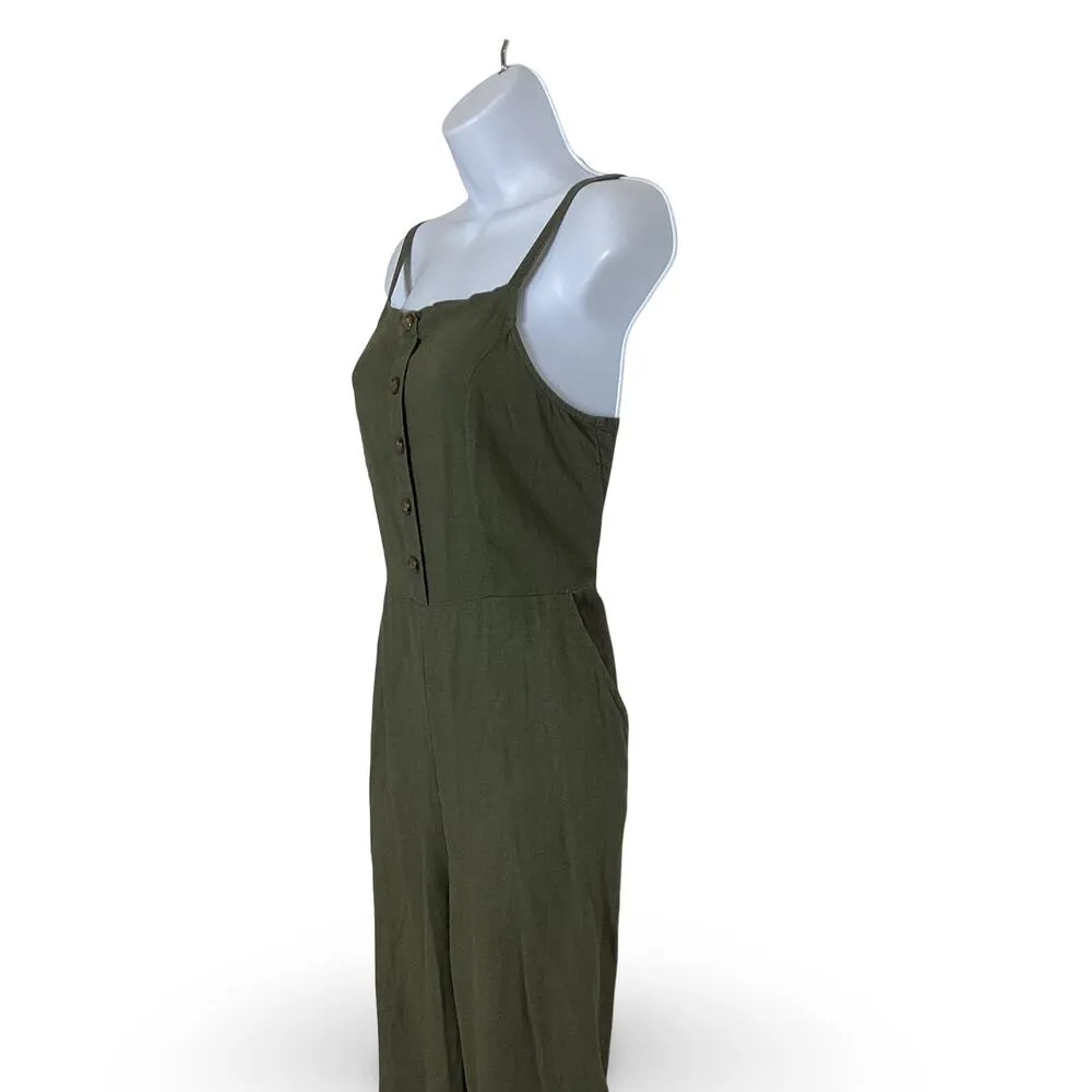 Old Navy Sleeveless Button-Front Linen-Blend Jumpsuit - Image 4