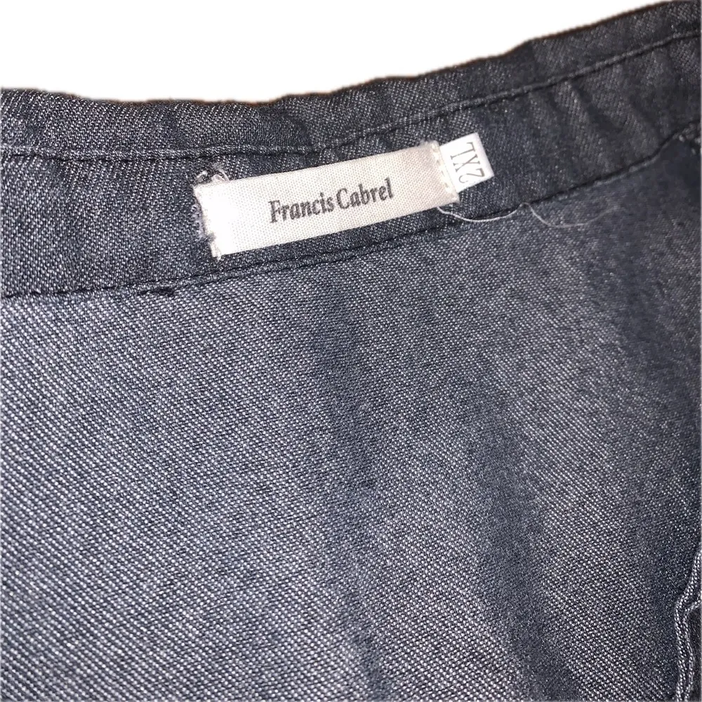 Francis Cabrel Dark Blue Gray Button Collar Shirt Dress Tunic Fringe Frayed 2XL Size XXL - Image 5