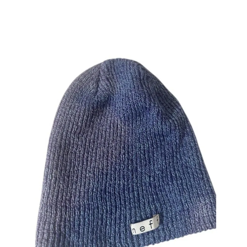 NEFF Navy Blue Stretch Knit Beanie Winter Hat Women - Image 4