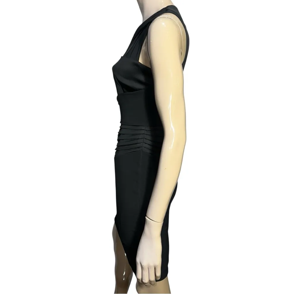 Reiss Women’s Size 4 Black Satin Sleeveless Asymmetrical Sheath Dress - Image 4