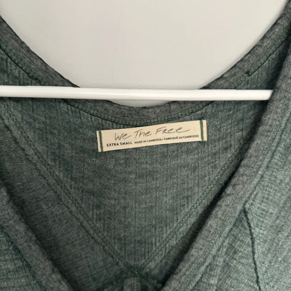 Free People We The Free People Citrine Green Thermal Swing Henley Top Tunic - Image 3