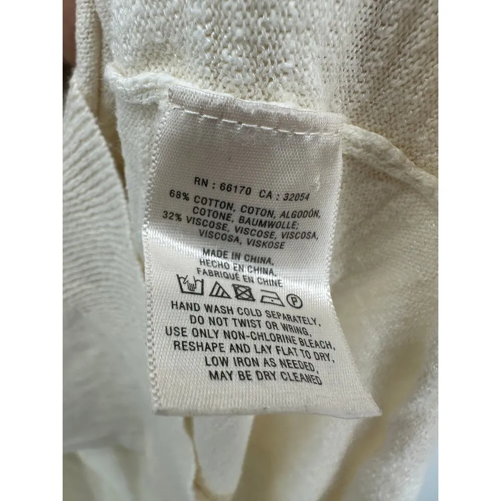 Moth Anthropologie Tunic Sweater Women Medium Cream 1/2 Sleeve Cotton Side Slit - Image 8