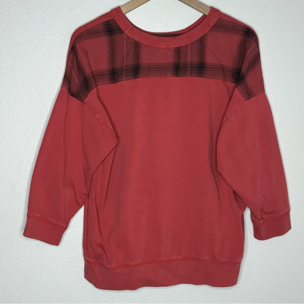 Vintage Gap 100% Cotton Crewneck Sweatshirt Red Plaid Sz M Cabincore Preppy - Image 3