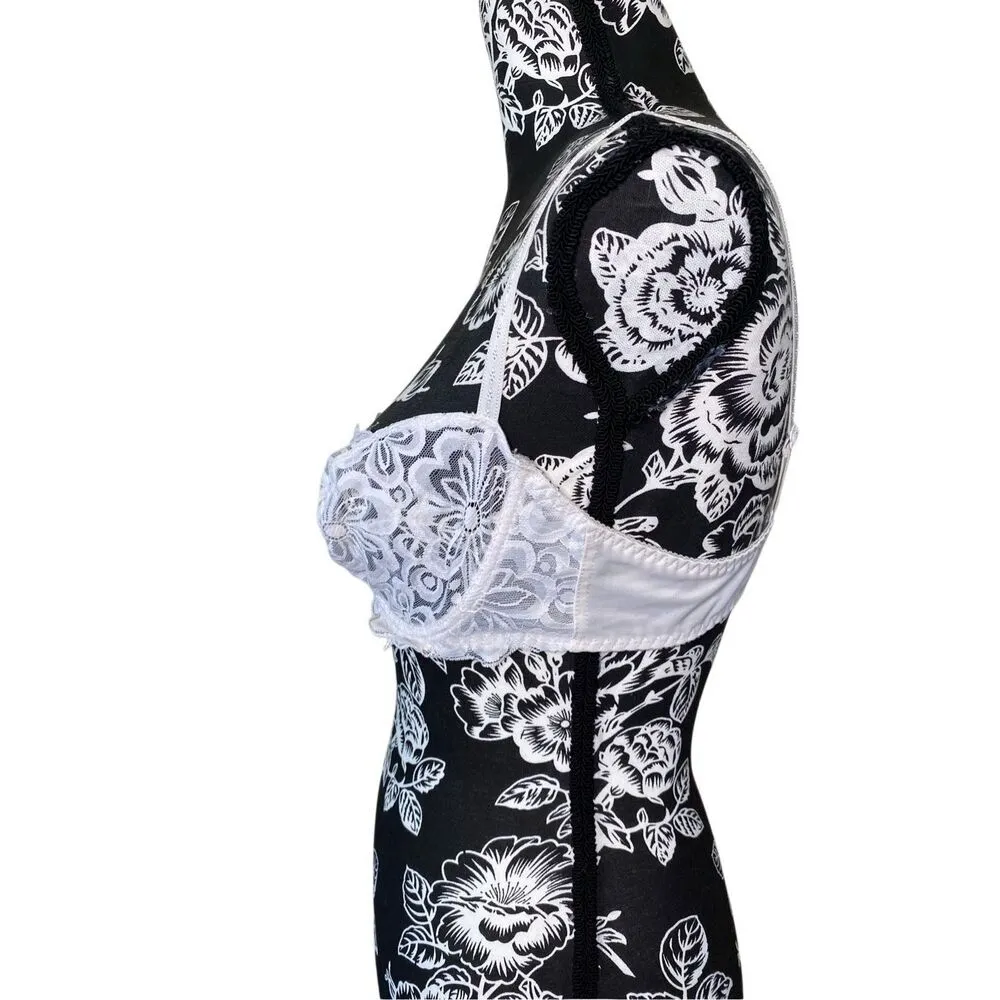 Lace Bra 36C Semi Sheer Underwire Unpadded Sexy Floral Flower Lingerie Everyday White Size undefined - Image 3