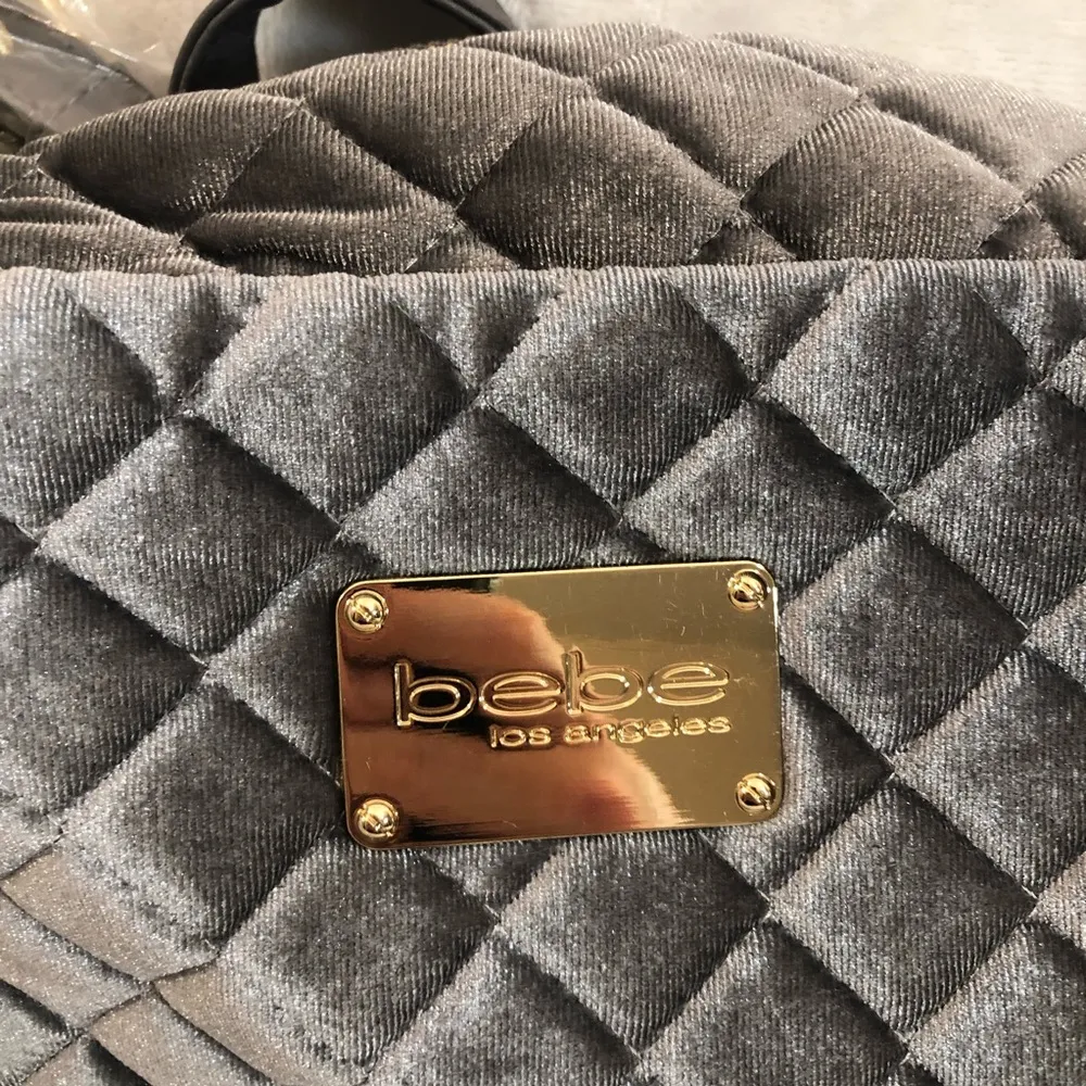 bebe Danielle Velvet Pewter Silver Gray Fashion Backpack WBE07-124V Shoulder Bag - Image 2