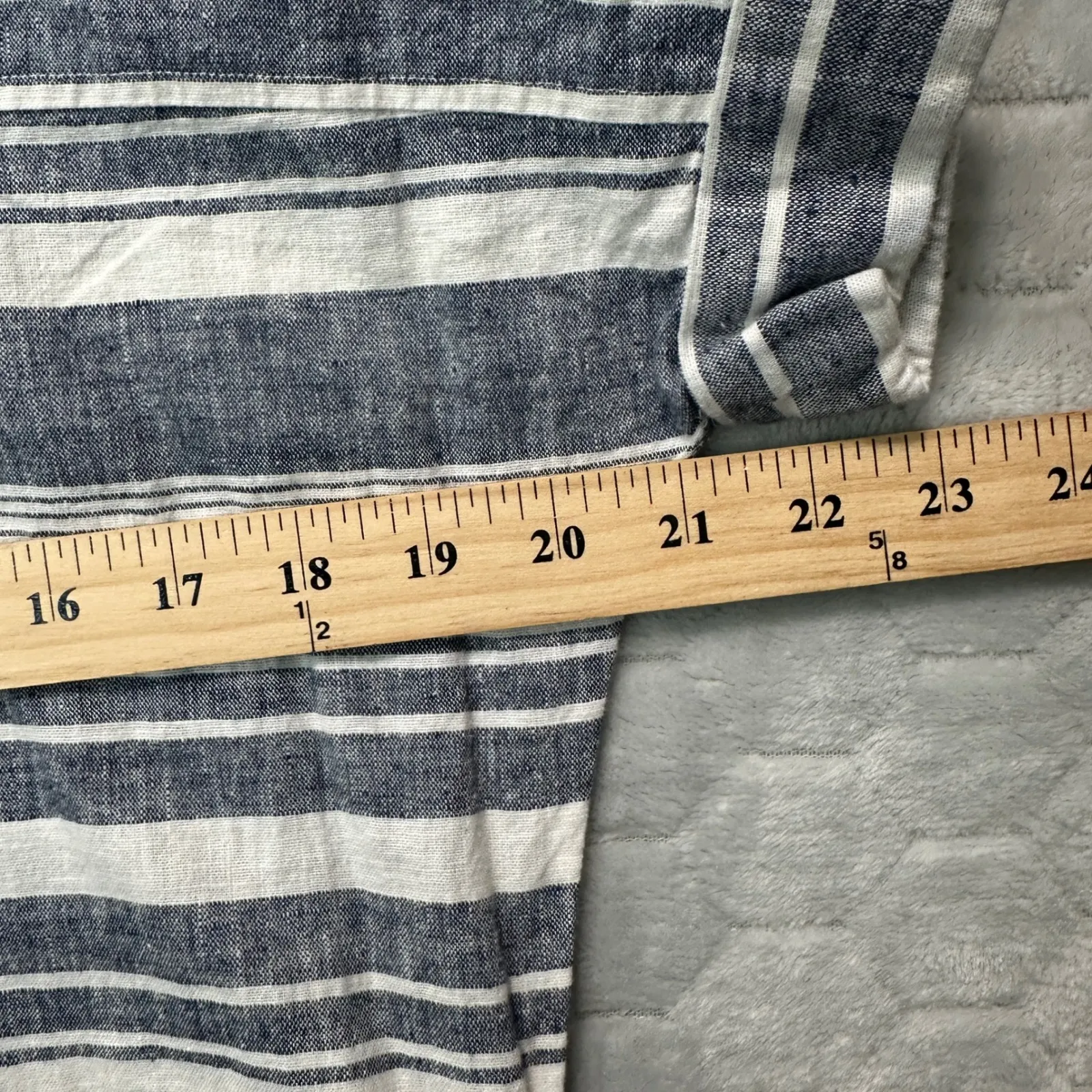 Madewell Womens‎ Linen Blend Romper S Blue White Striped No Belt Coastal Resort - Image 8