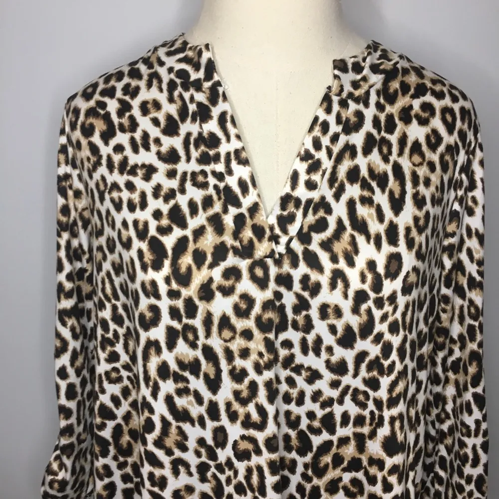 SEW IN LOVE Leopard Print V Neck Blouse Small - Image 2