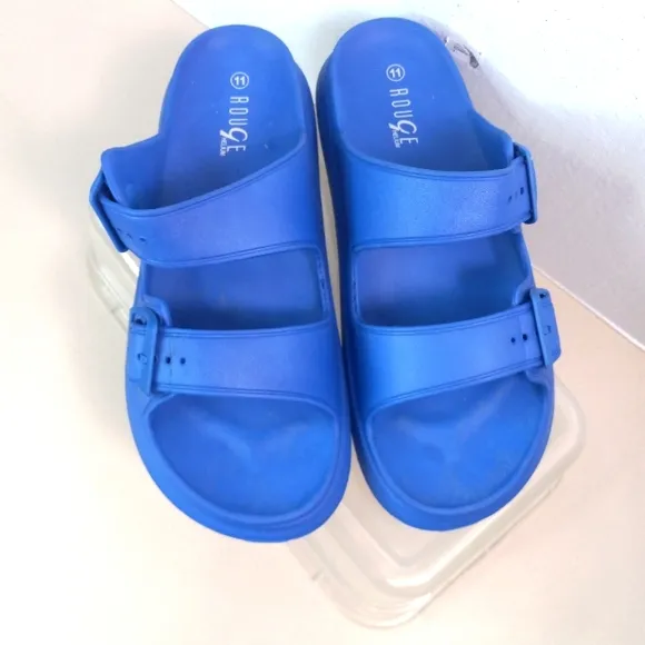 Helium Rouge 11 Foam Buckle 2-Strap Blue Sandal Shoes - Image 2