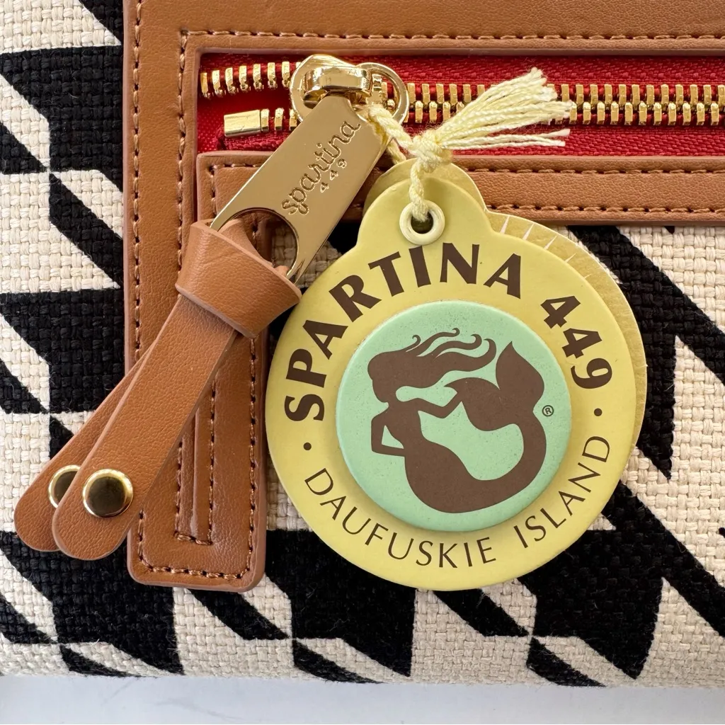 NWT Spartina 449 Stoddard Multi Phone Crossbody Bag Leather and Linen - Image 7