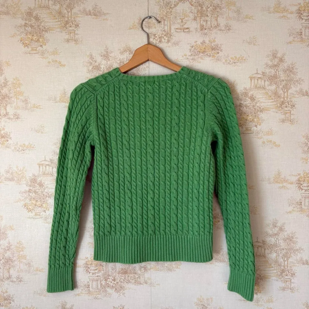 Vintage 90s y2k GAP lime green cable knit preppy crewneck sweater size M - Image 7