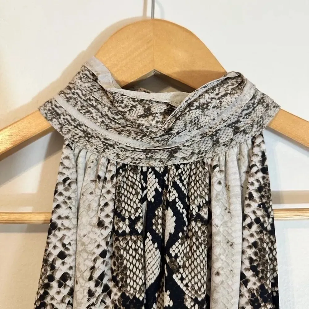 Joie Erola B Silk Snake Print Halter Top in Porcelain Animal Size Medium EUC - Image 6