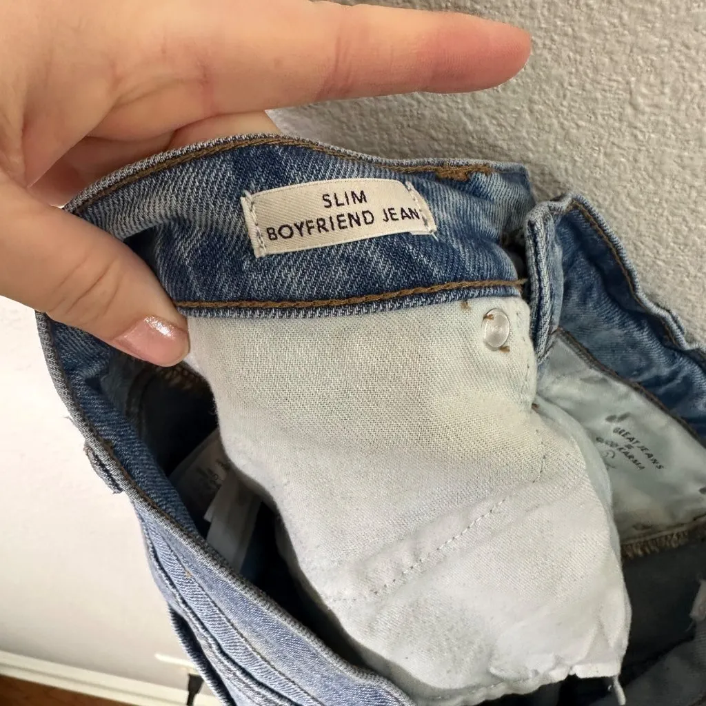 J.Crew Slim Boyfriend Jeans  Size 28 Baltic Sky Wash Distressed Denim - Image 6