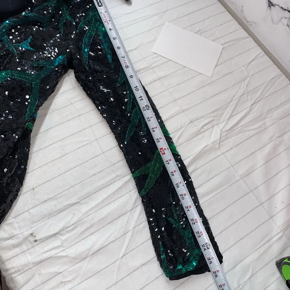 ATTICO Elegant‎ Sequin Wrap Dress Black and Green, Long Sleeve Maxi Dress Size40 Blue Size 40 - Image 15