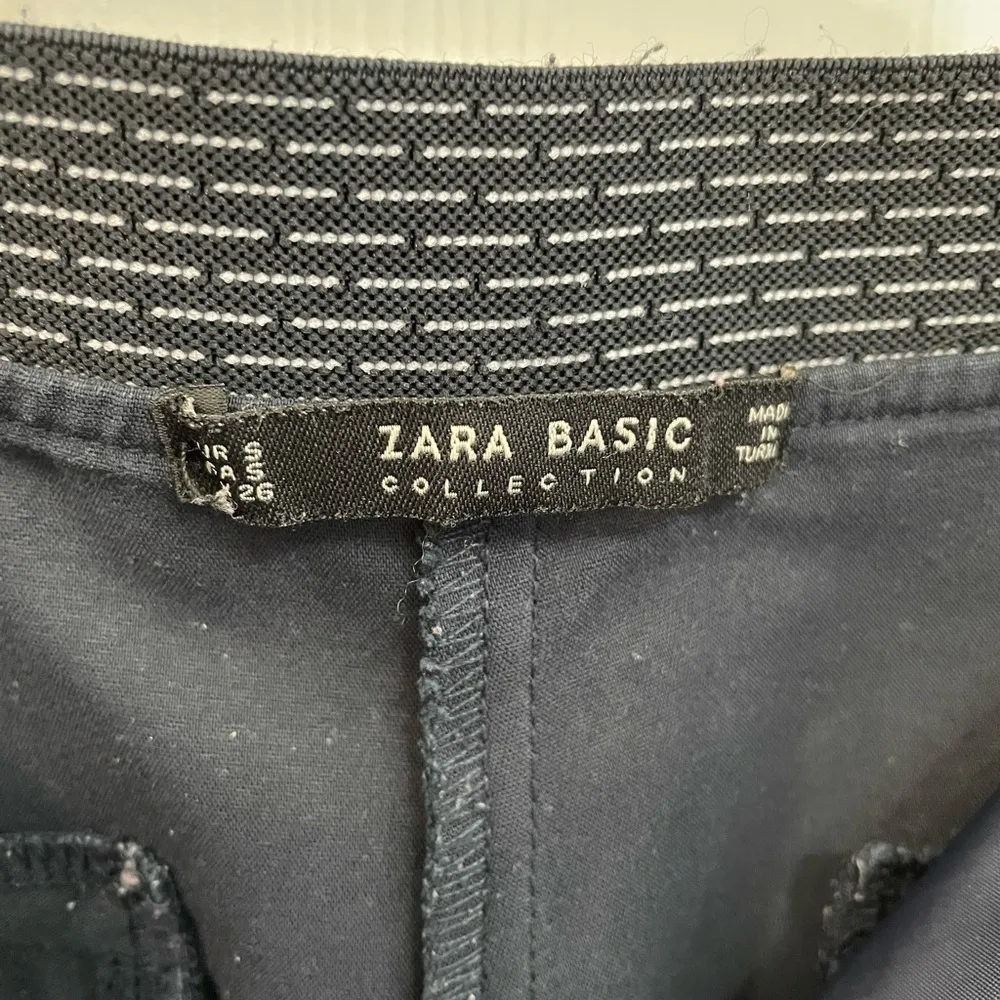 ZARA Basic Dark Navy Blue Exposed Elastic Waist Skinny Dress Pant Women’s Size S - Image 4
