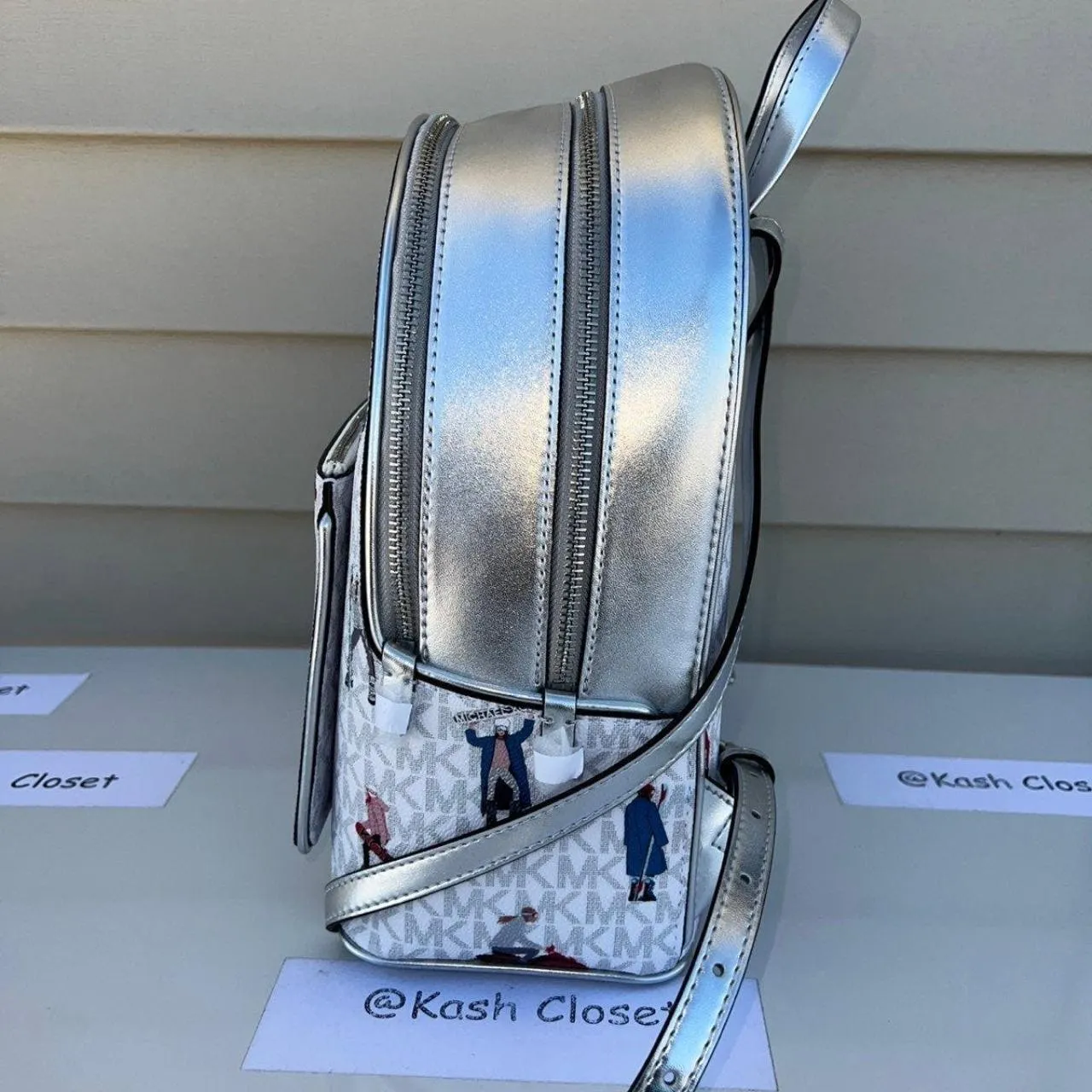 Michael Kors  Bright White Multi Adina Medium Backpack - Image 5