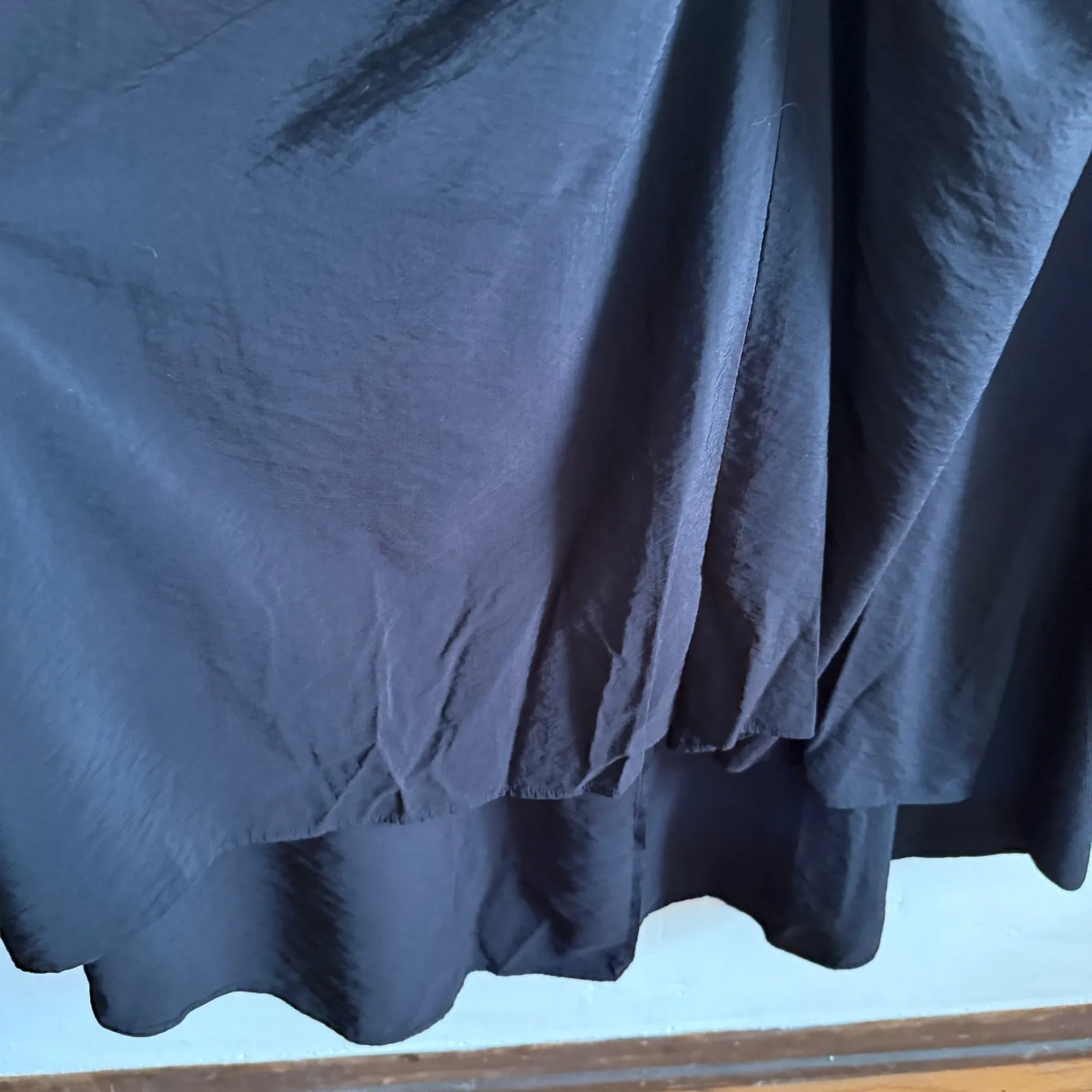 CHELSEA28 | Black Ruched High Low Cutout Back Midi Dress | 1X - Image 5