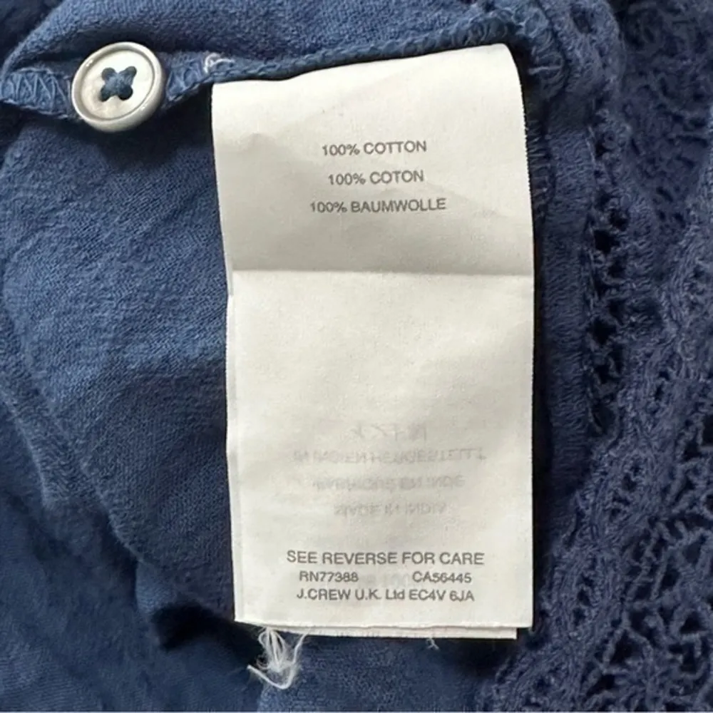 Point Sur J. Crew Women’s M Navy Blue Gauzy Cotton Long Sleeve Button Down Shirt - Image 6