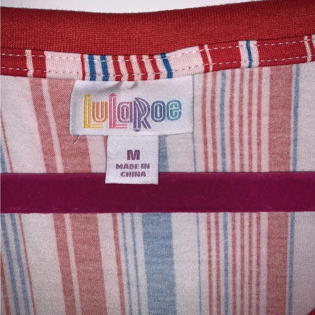 Lularoe Maternity Striped‎ Red White Blue Top Medium - Image 3