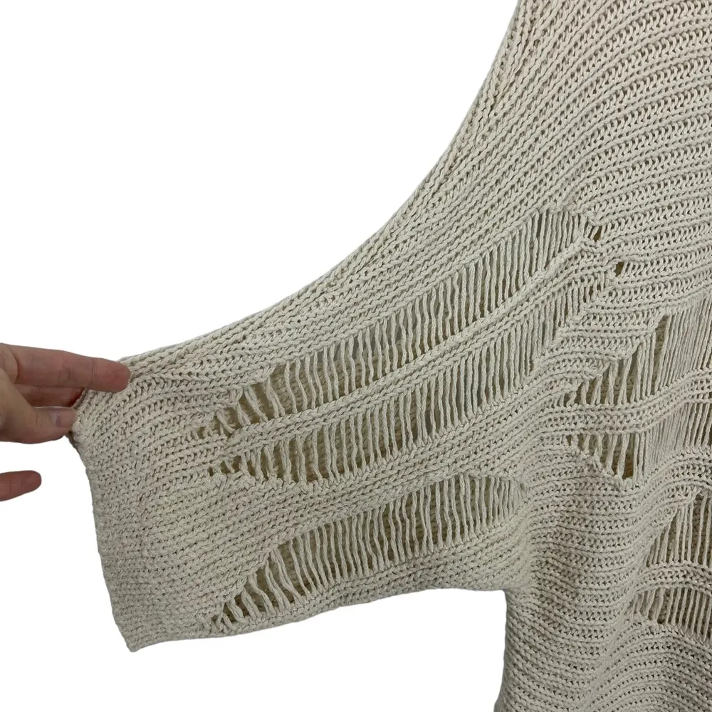 Zara Oversized Open Knit Ecru Sweater Cream Natural Size Small Long Sleeve - Image 4