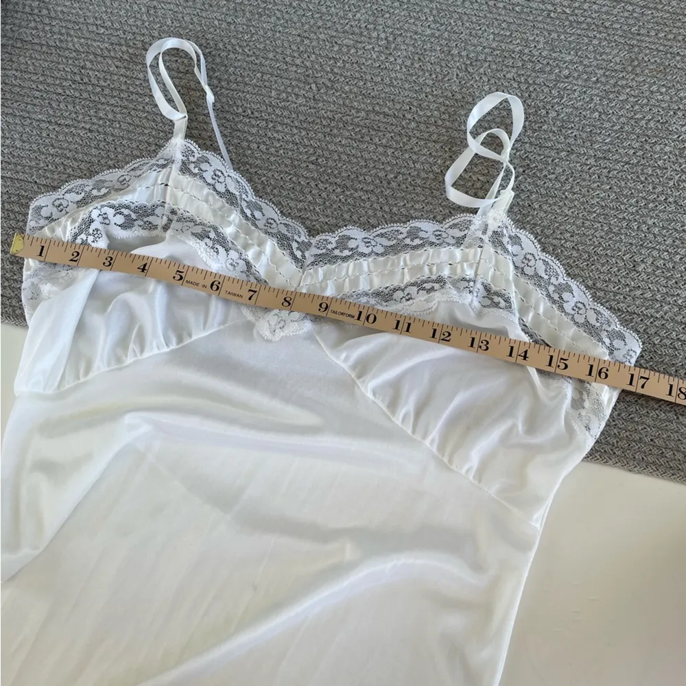 Vintage Met Lin White Lace Chemise Nightgown Slip Dress Size 36 Medium - Image 7