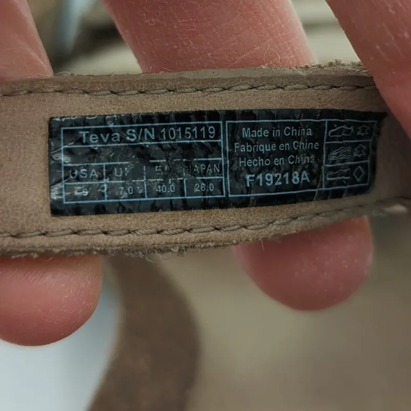 Teva Ysidro Wedge Sandals Strappy Casual Women's Taupe Leather Comfort Cork 9 40 - Image 7