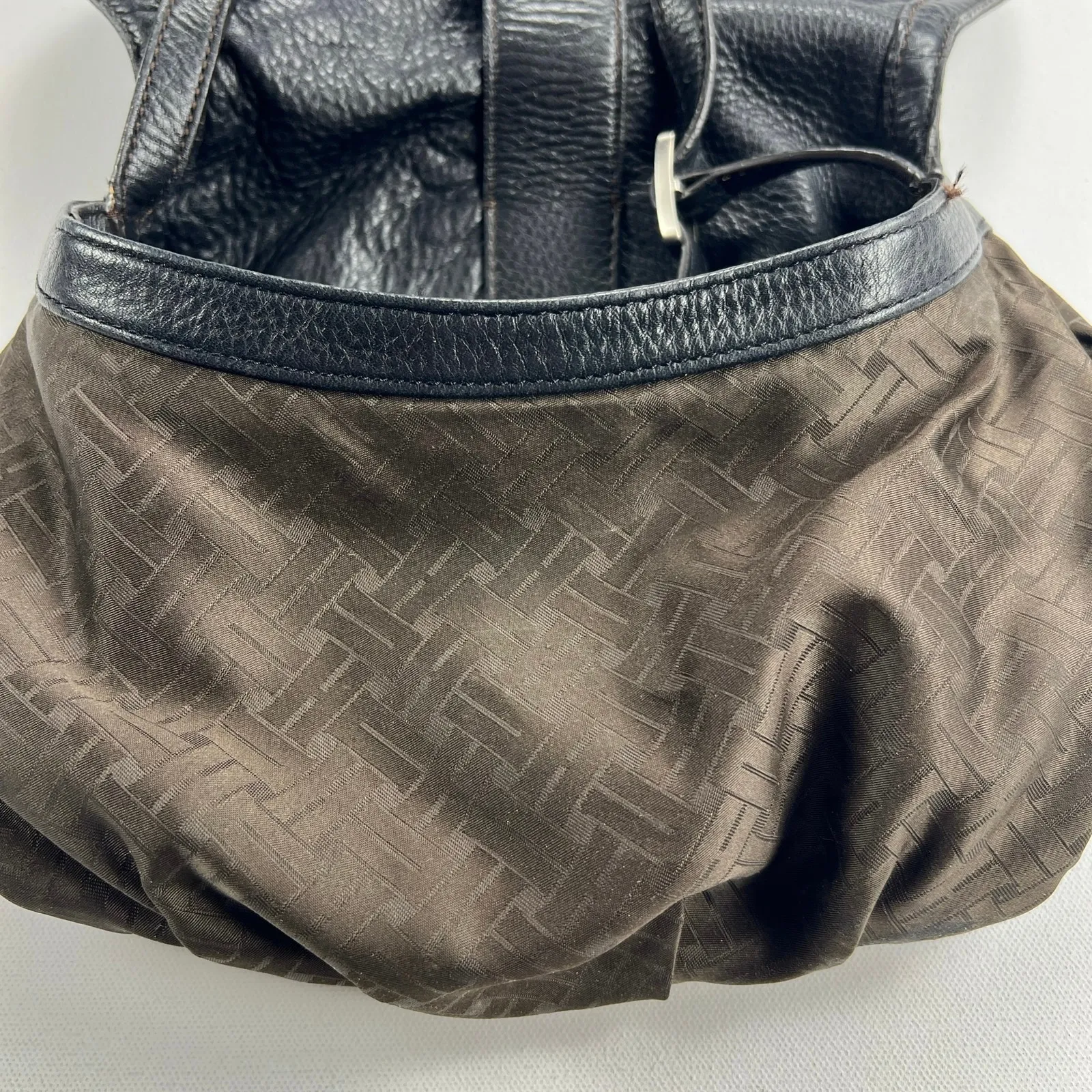 Cole Haan Luna Shoulder Bag Black Pebbled Leather Y2K Slouchy Profile Flap - Image 5