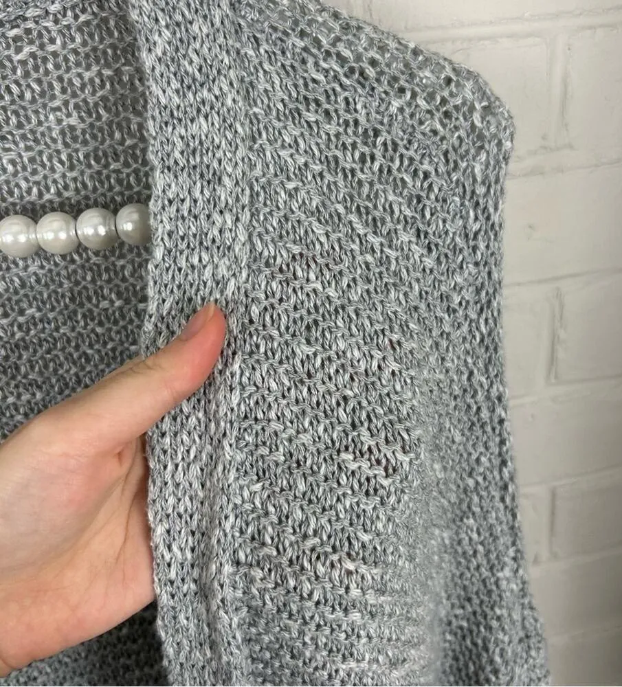 Aerie Grey Chunky Open Knit Oversized Cardigan Sweater Size XS/S - Image 8
