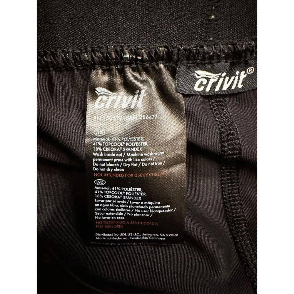 Crivit Women's Striped Athletic Yoga Leggings Black Pink & Gray Large 12/14 - Image 10