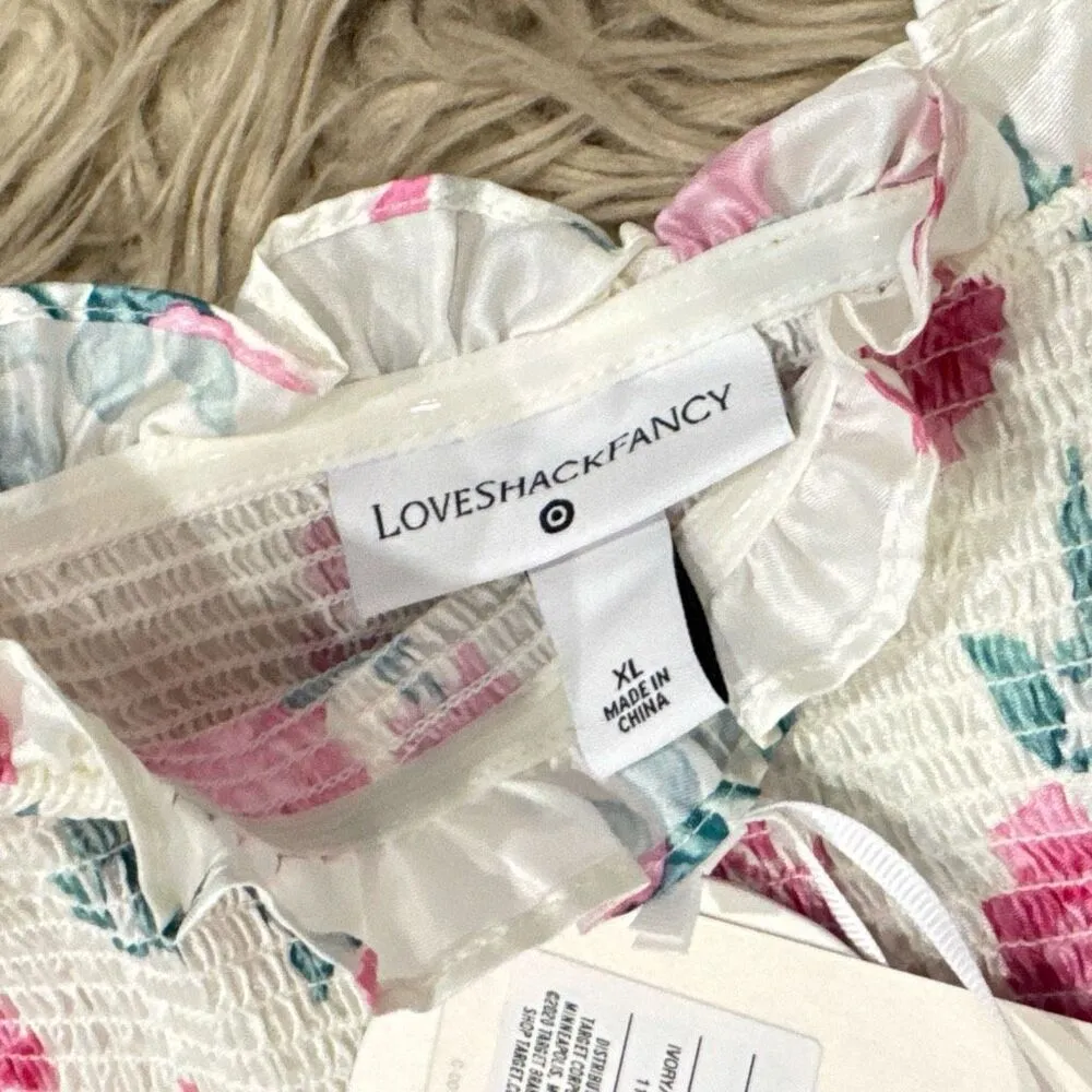 NWT loveshackfancy x target collab tiered floral spaghetti strap dress size XL - Image 4