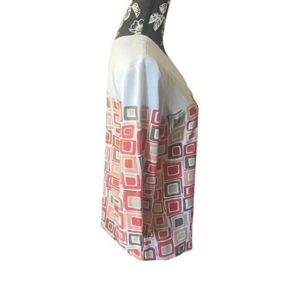 J McLaughlin Clemente Catalina Cloth Wide Neck Top White Coral Womens Medium NWT - Image 2