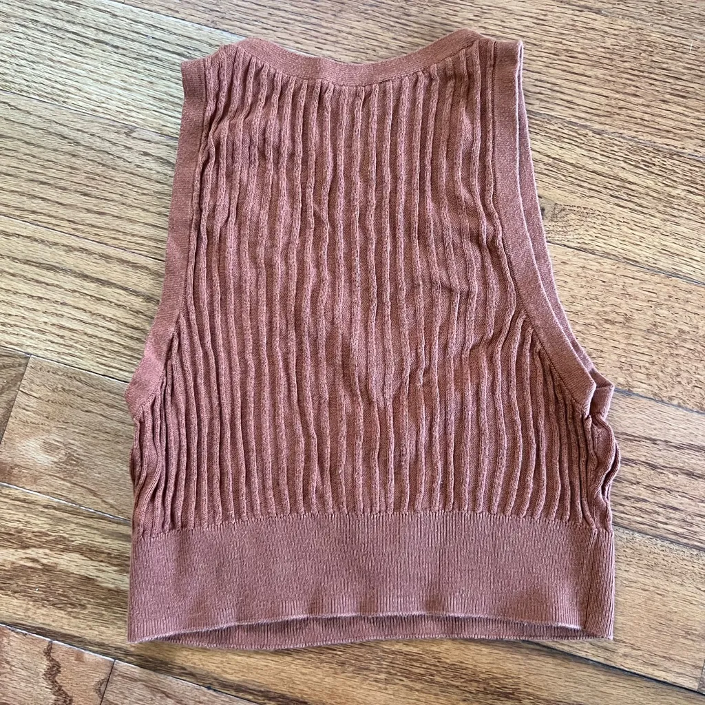 Free People Intimately pullover brown ribbed stretch knit vest Size XS - Image 7