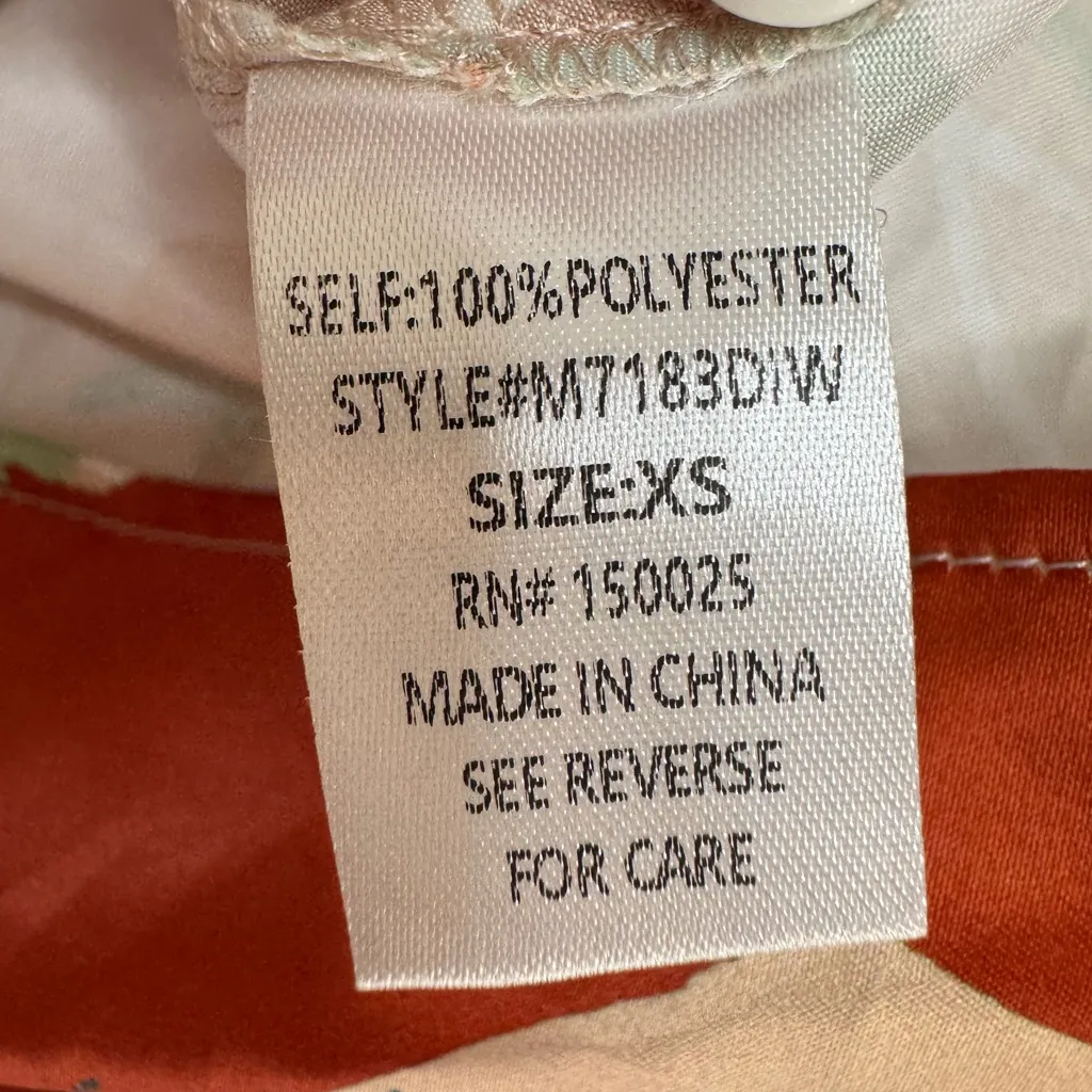 Emrata Inamorata Varick Slip Mini Dress size XS Tan Navy Green Multi - Image 11