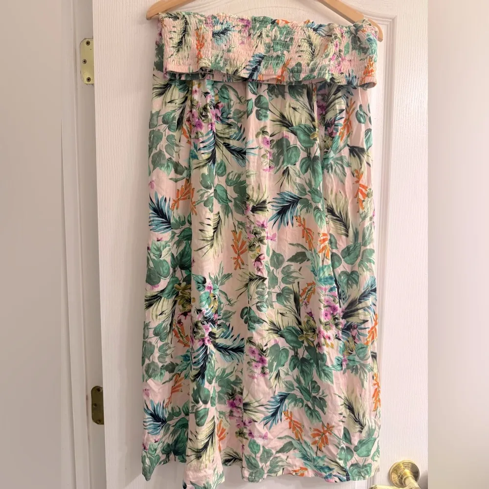 Kona Sol Tropical Floral Print Swim Coverup Smocked Waist Maxi Skirt - size XL - Image 2
