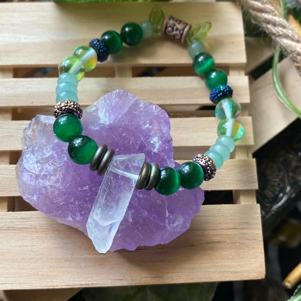 Handmade Green Jade Natural Gemstone Stretch Bracelet - Image 3