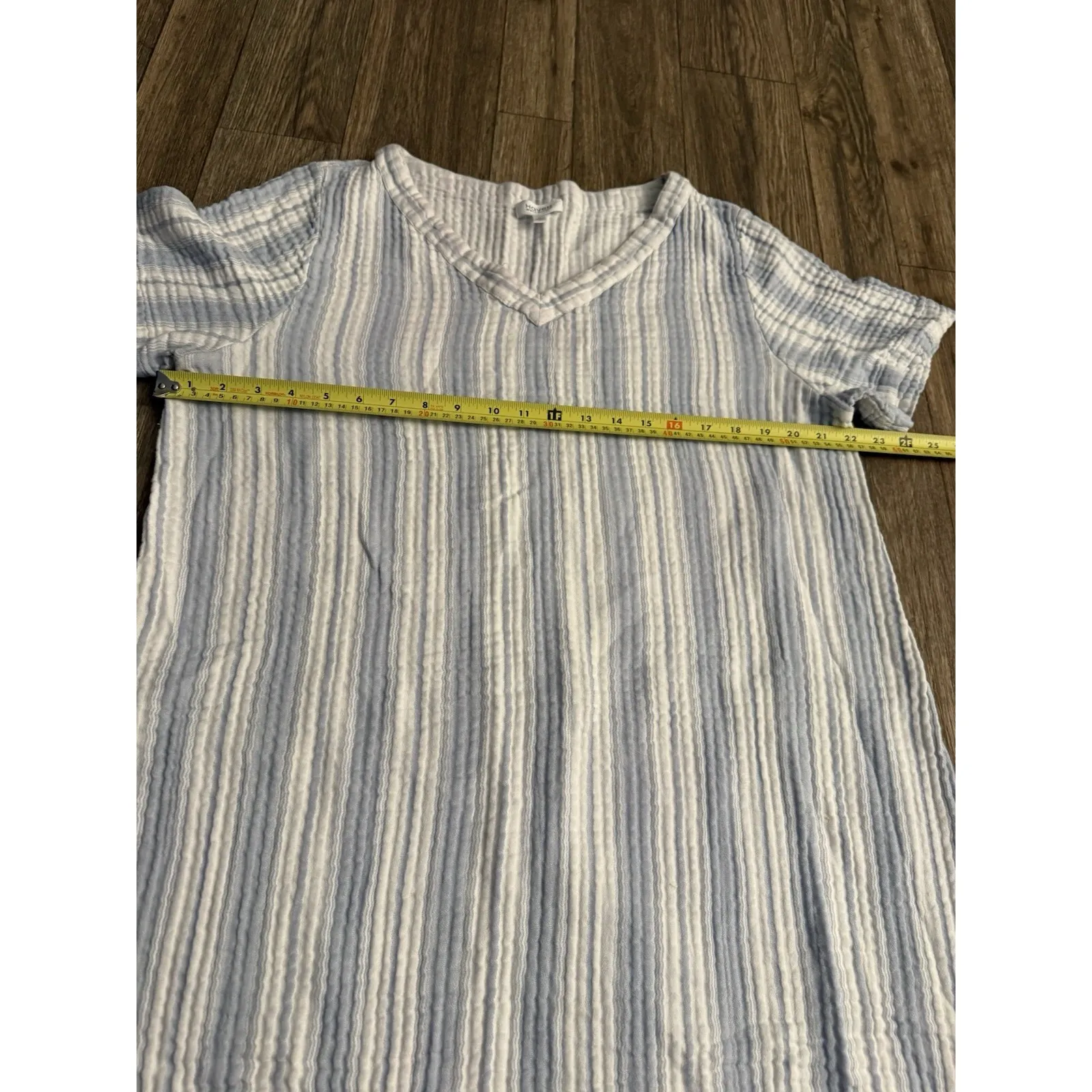 HAVEN WELL WITHIN Organic Cotton Gauze Striped Sleep Dress‎ Women's LXL White Size XL - Image 6