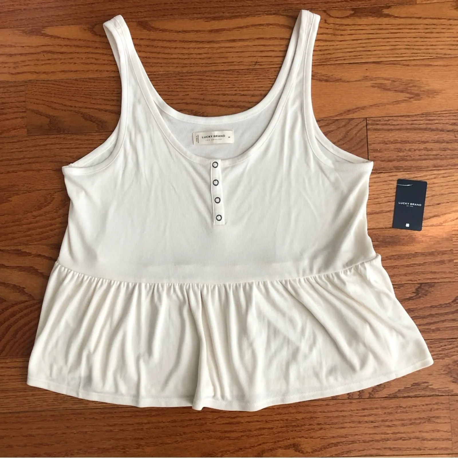 LUCKY BRAND Sandwash Rib Henley White Casual Tank Top Women’s Size M NWT - Image 7